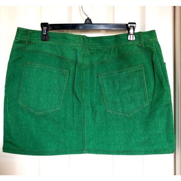 MEGAN RENEE - 🎉HP x 3🎉 NWOT - L Sz 33 (12/14) Green Denim Bodycon Mini Skirt - Picture 7 of 16